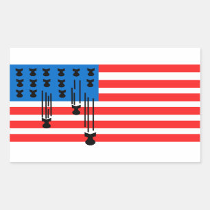 USA Flag with Falling Bombs Rectangular Sticker