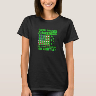 USA flag with green ribbons for global warning awa T-Shirt