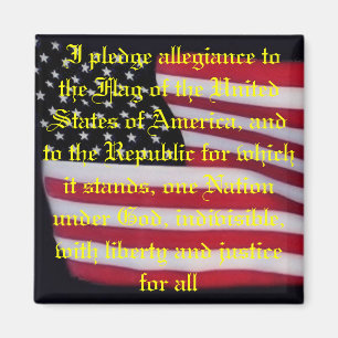 USA flag with pledge magnet