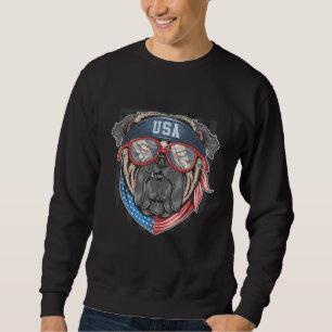 USA Flag with Pug   Sweatshirt