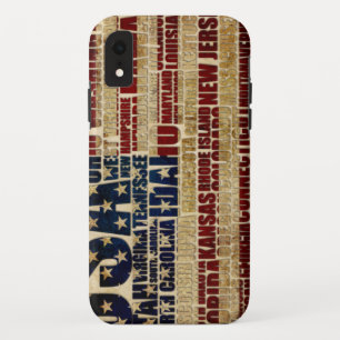 USA Flag Word Cloud All 50 States Art iPhone XR Case