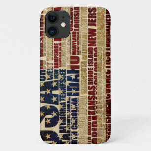 USA Flag Word Cloud All 50 States Art iPhone 11 Case