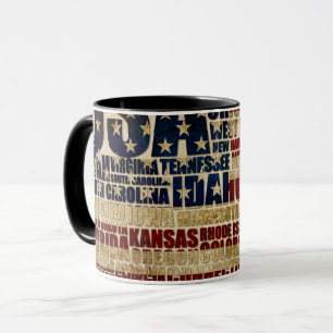 USA Flag Word Cloud All 50 States Art Mug