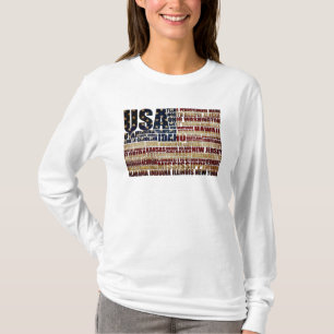 USA Flag Word Cloud All 50 States Art T-Shirt