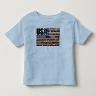 USA Flag Word Cloud All 50 States Art Toddler T-Shirt