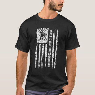 USA Flag World's Best Skateboard Dad Skate Skater  T-Shirt