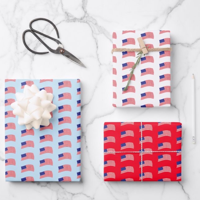 USA Flag Wrapping Paper Sheet (Front)
