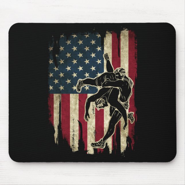 Usa Flag Wrestling American Flag Wrestling Wrestle Mouse Pad (Front)