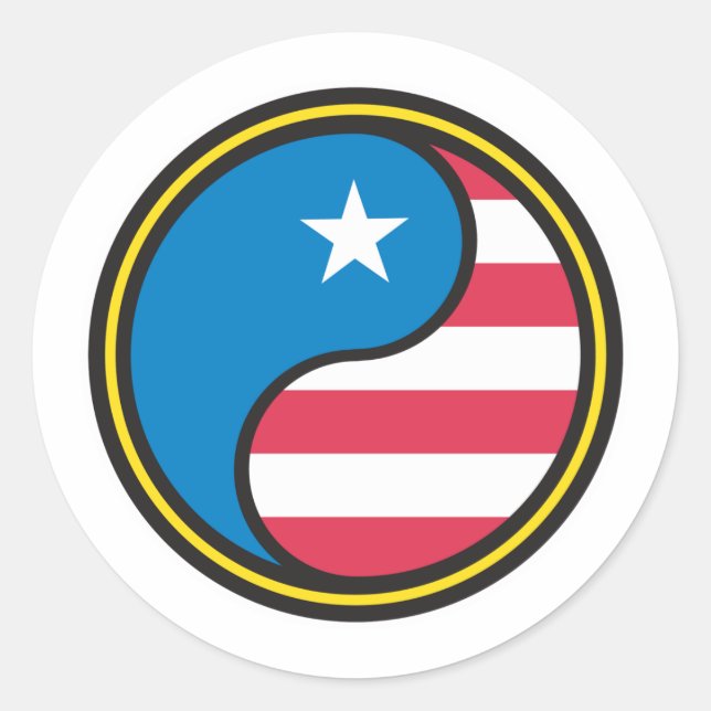 USA Flag Yin Yang Classic Round Sticker (Front)