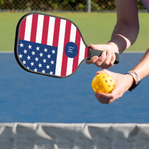 Usa flag & your initial pickleball paddle