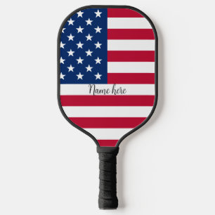 Usa flag & your name  pickleball paddle