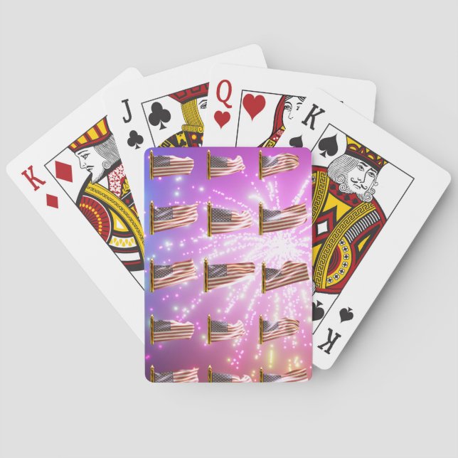 USA Flags Flying Playing Cards (Back)
