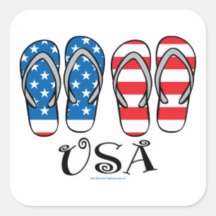 USA Flip Flops Square Sticker