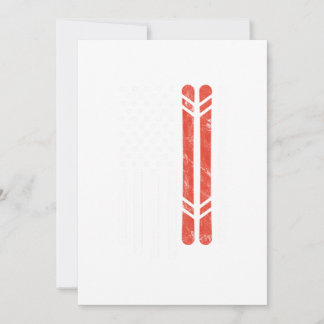 USA Flog Ski Skier Skiing Winter Sports Mountains Invitation