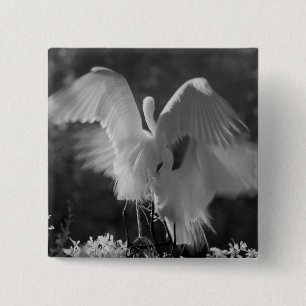 USA, Florida, Great Egret (Ardea alba) infrared 3 15 Cm Square Badge