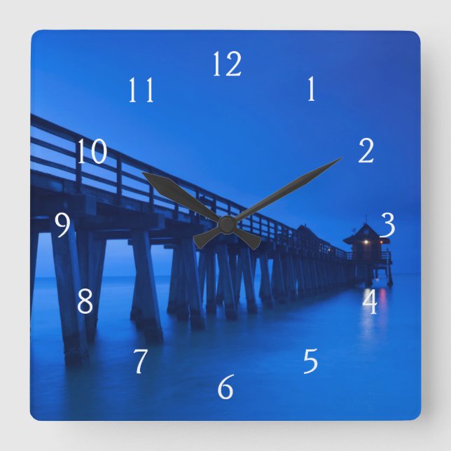 USA, Florida, Gulf Coast, Naples, Naples Pier Square Wall Clock (Front)