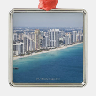USA, Florida, Miami, Cityscape with beach 2 Metal Ornament