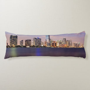 USA, Florida, Miami skyline at dusk 2 Body Cushion