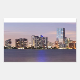 USA, Florida, Miami skyline at dusk 2 Rectangular Sticker