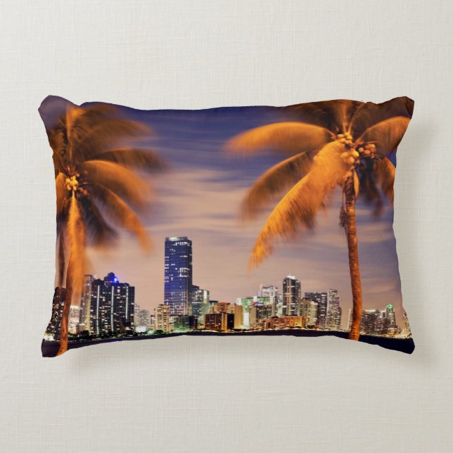 USA, Florida, Miami skyline at dusk Decorative Cushion (Front)