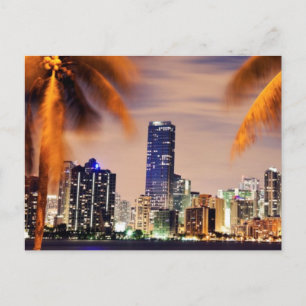 USA, Florida, Miami skyline at dusk Postcard