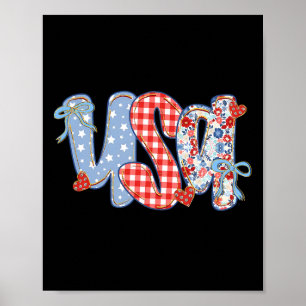Usa Flower Coquette Bow American Patriotic Happy 4 Poster