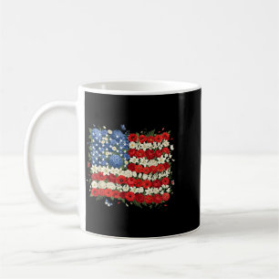 Usa Flowers Flag Patriotic Aamerican Floral Flag Coffee Mug