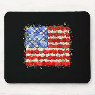 Usa Flowers Flag Patriotic Aamerican Floral Flag Mouse Pad
