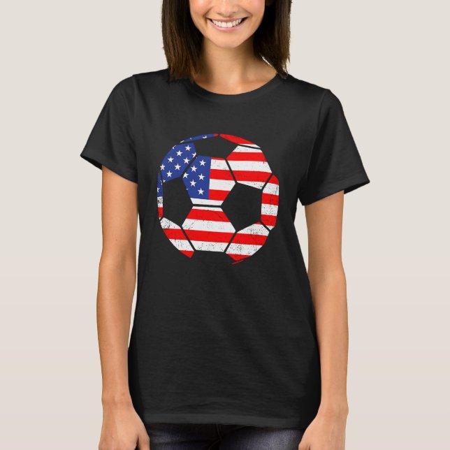 USA Football World Soccer American Fan Country Bal T-Shirt (Front)