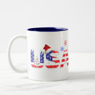 USA for Christmas Two-Tone Coffee Mug