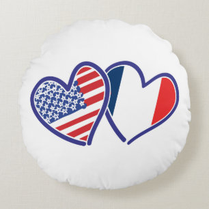 USA---France-Love Round Cushion