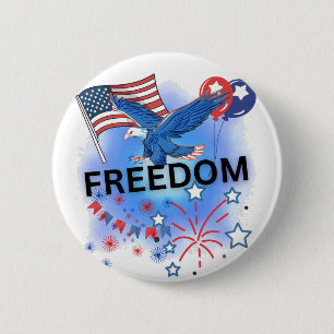 USA Freedom 6 Cm Round Badge