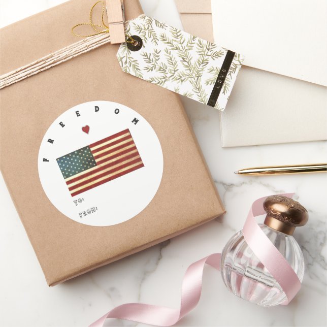 USA Freedom Flag Classic Round Sticker (Gifting)