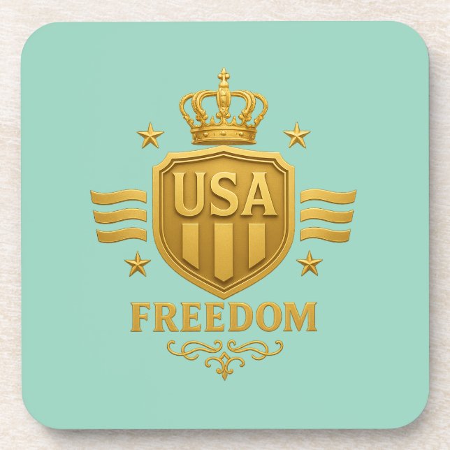 USA Freedom Golden Emblem Coasters – Set of 6 (Front)