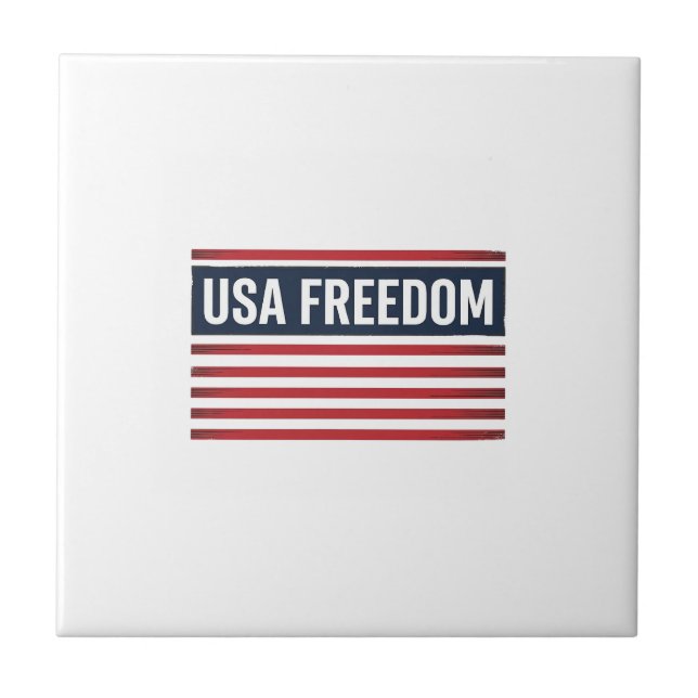 USA Freedom Patriotic Flag Style Vector Design_1 Ceramic Tile (Front)