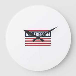 USA Freedom Patriotic Flag Style Vector Design_1 Large Clock