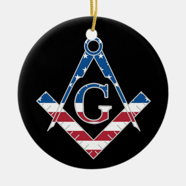 USA Freemasonic symbol Ceramic Tree Decoration (Front)