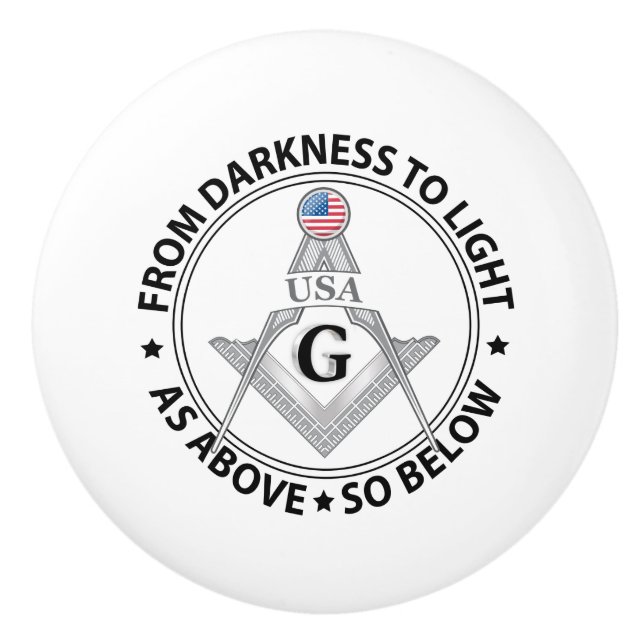 USA freemasonry sign Ceramic Knob (Front)