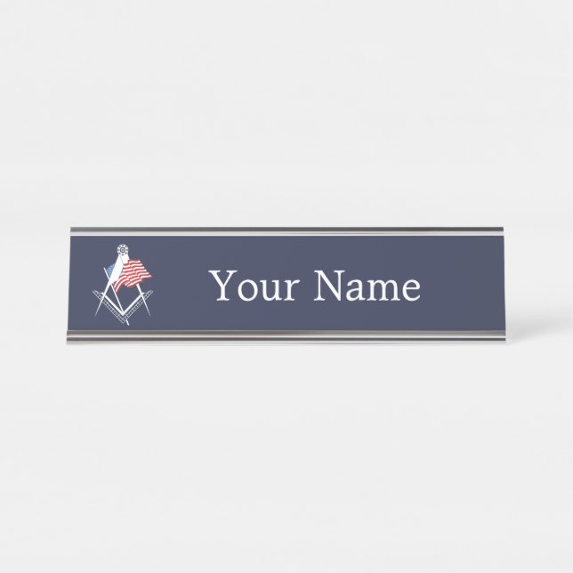 USA freemasonry symbol Desk Name Plate (Front)