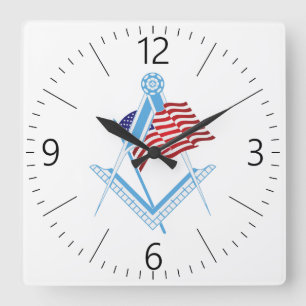 USA freemasonry symbol Square Wall Clock