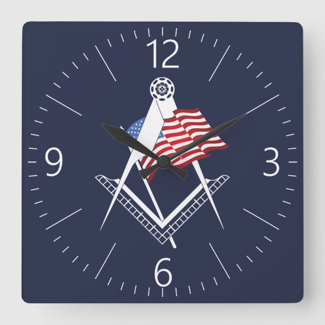USA freemasonry symbol Square Wall Clock (Front)