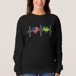 Usa Gabon Heartbeat America Gabonese Flag Heart Sweatshirt