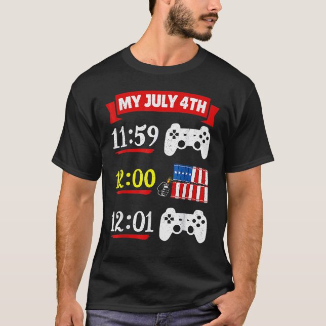 Usa Gaming Video Game Time 4th Of July Gamer Kids  T-Shirt (Front)