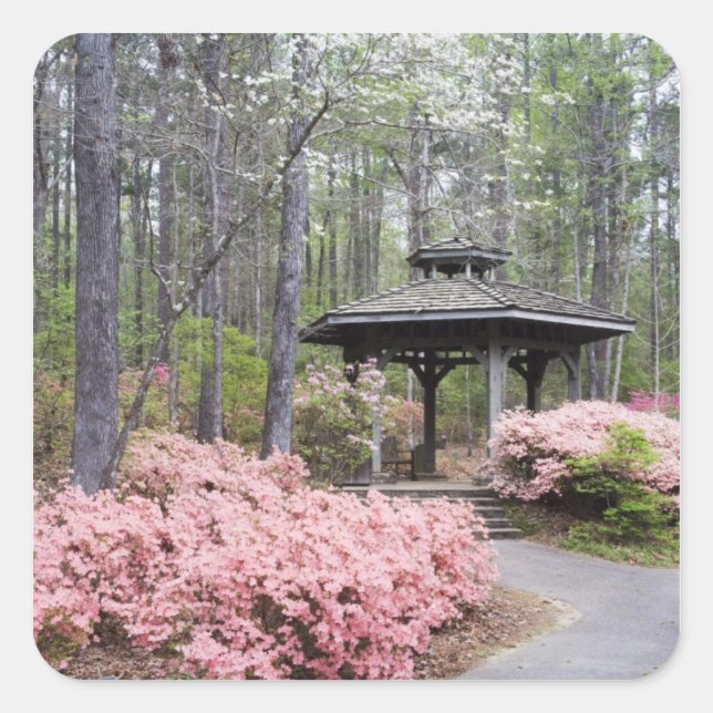 USA, Georgia, Pine Mountain. A gazebo amongst Square Sticker (Front)