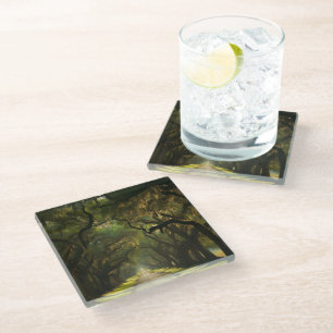 USA, Georgia, Savannah, An oak lined drive Glass Coaster