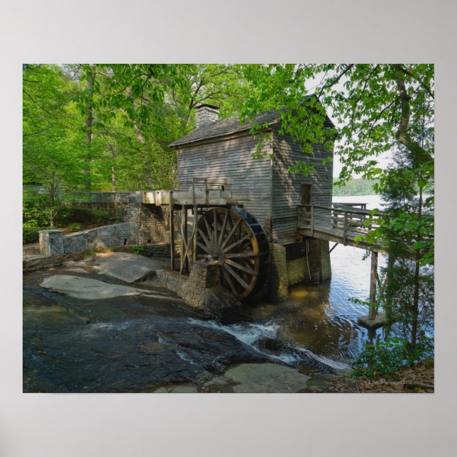 USA, Georgia, Stone Mountain, Watermill in trees Poster (Front)