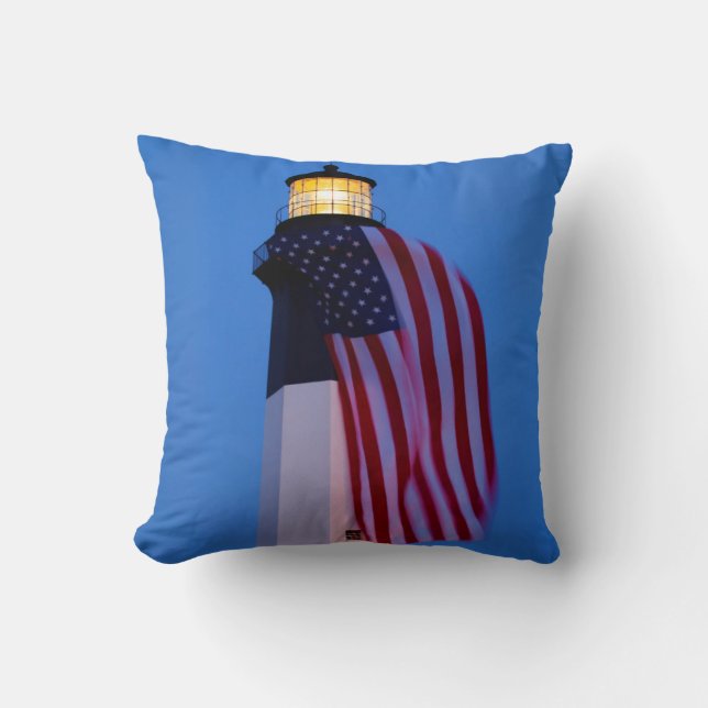 USA, Georgia, Tybee Island, Flag Flying 2 Cushion (Front)