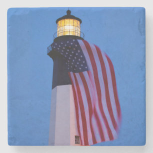 USA, Georgia, Tybee Island, Flag Flying 2 Stone Coaster