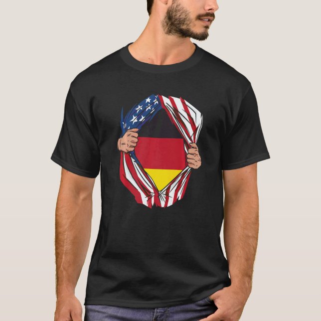 USA Germany Flag German American Von Steuben Day   T-Shirt (Front)