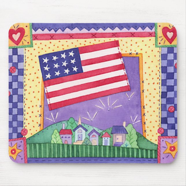 USA-Gingham Flag Mouse Pad (Front)